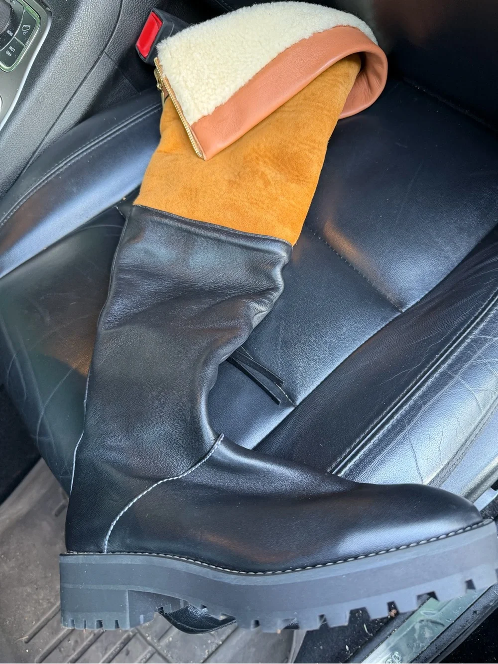 Stuart Weitzman Black Lug Sole Boot